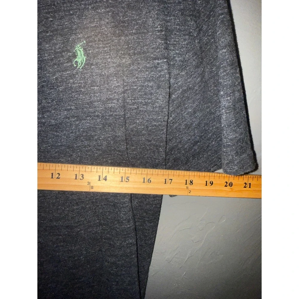 Polo Ralph Lauren Mens Charcoal Gray Slub Cotton T-Shirt Green Pony Logo Size M